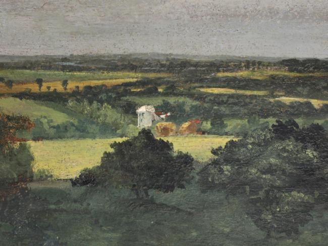 Dedham Vale 1809-11 (Recently discovered)<br>The newly discovered painting shows a view of Dedham Vale and includes a windmill owned by his father.<br />